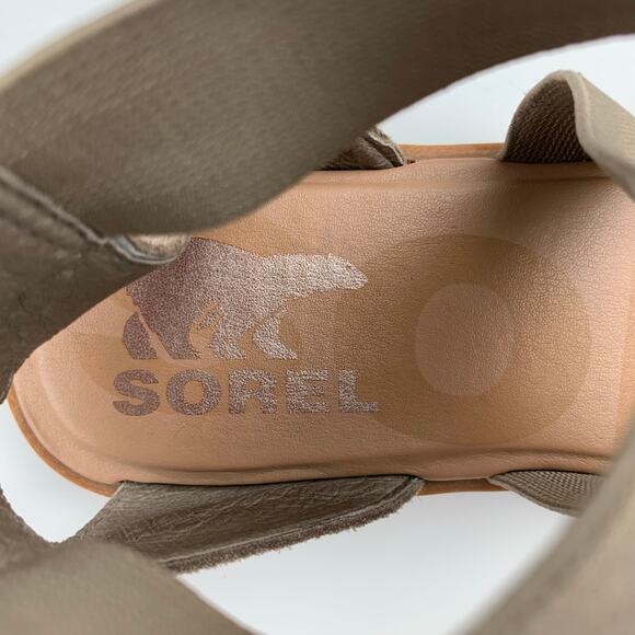 Sorel Ella II Sandals Brown Metallic Grey Strappy Flats Women's 8 - Picture 4 of 9